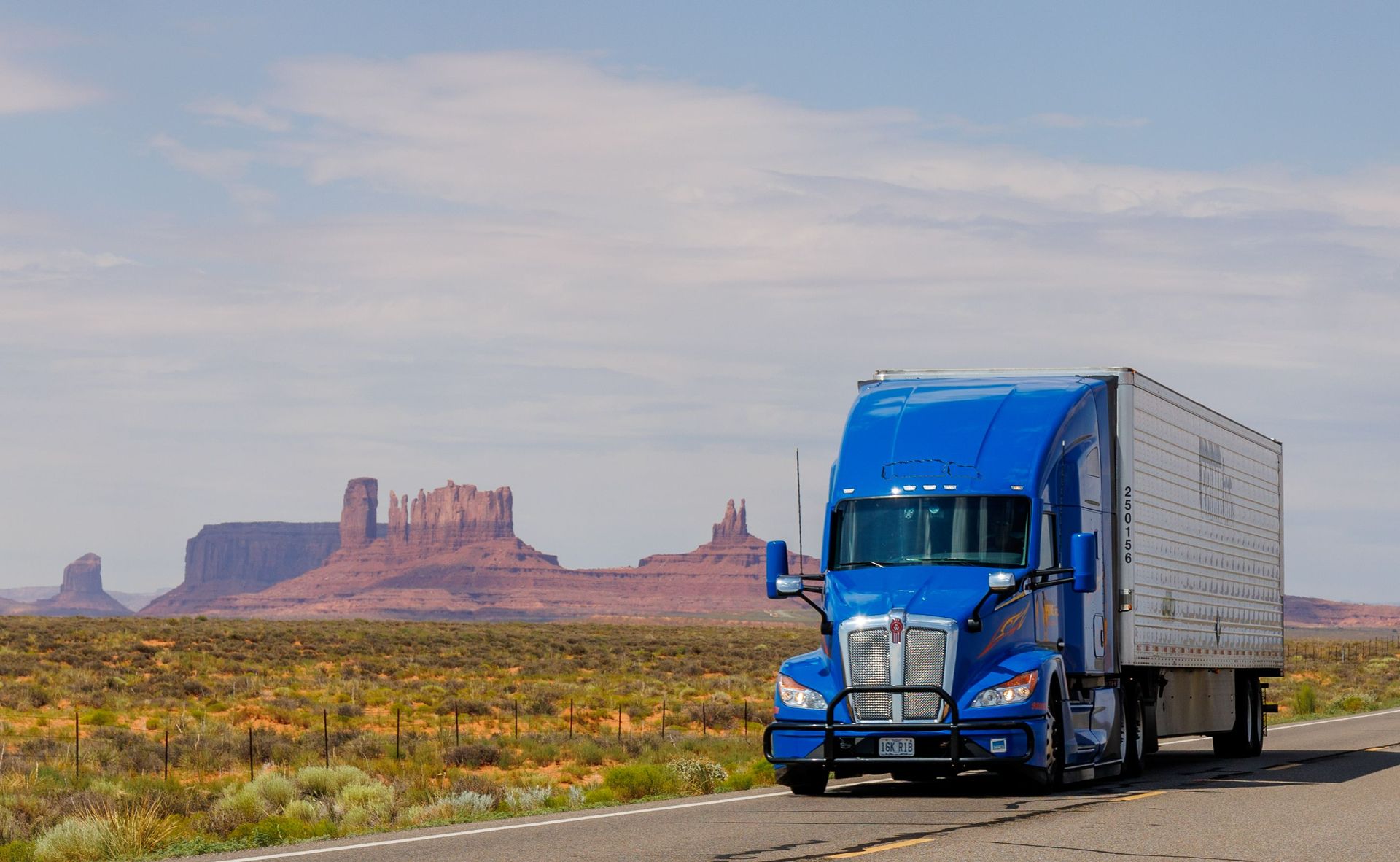 Freight truck crossing the American Southwest
